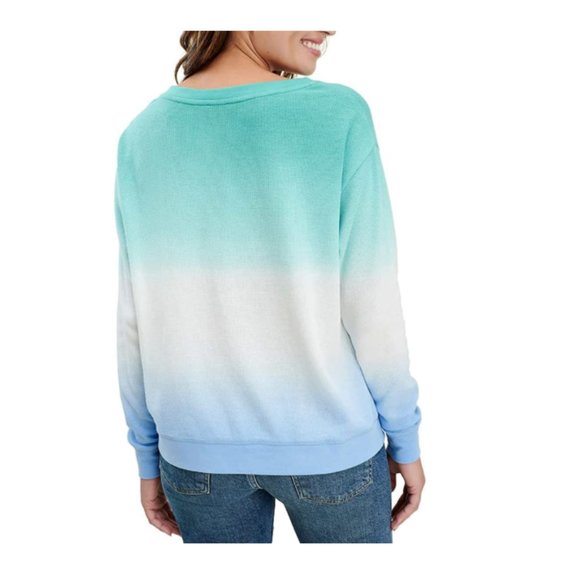 NWT Splendid Ladies’ Thermal Tie Dye Top (New Teal/Blue Dip Dye, 2XL) $60 B241 - Picture 2 of 3